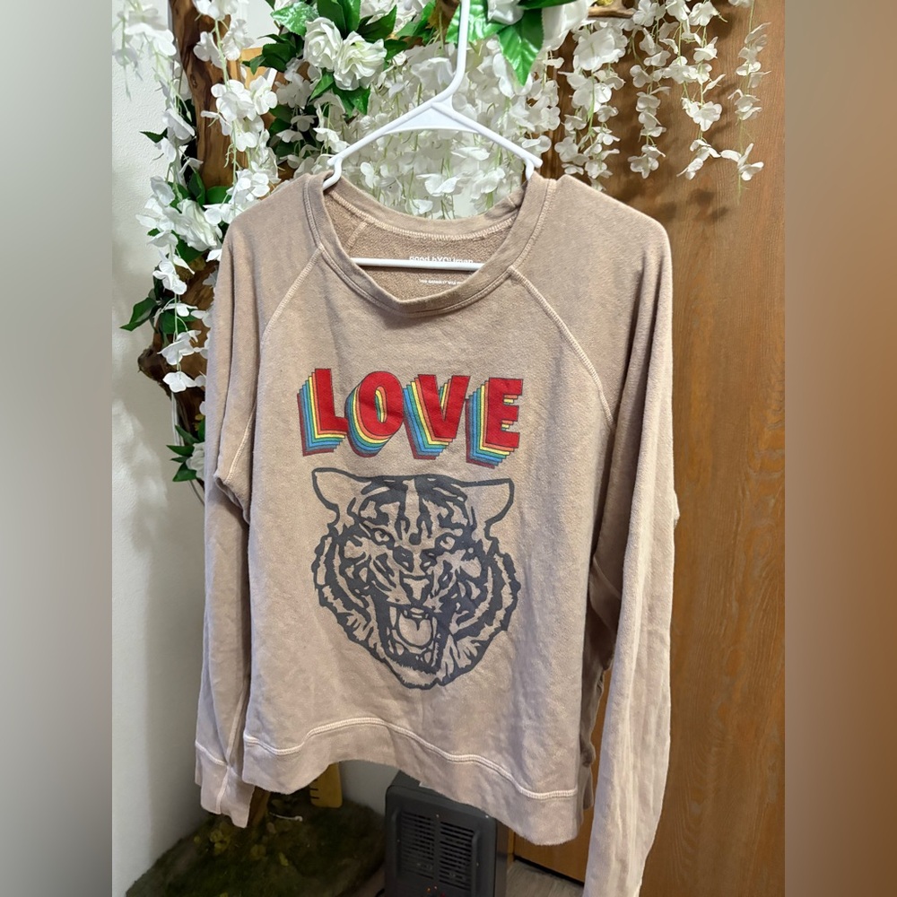 goodhyouman Beige Love Tiger Sweatshirt 🐅